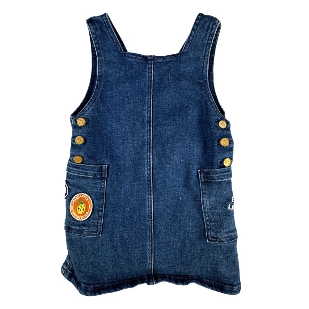 Mon Coeur Denim Jumper Dress Patch Pockets Blue 3Y Cotton Blend Kids Girl